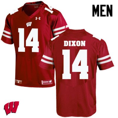 Men's Wisconsin Badgers NCAA #14 D'Cota Dixon Red Authentic Under Armour Stitched College Football Jersey WQ31N72UP